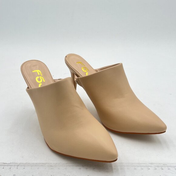FSJ Nude Matte Slip On Pointed Toe Mules Slide Sandals Stiletto High Heels Shoes - Picture 4 of 8